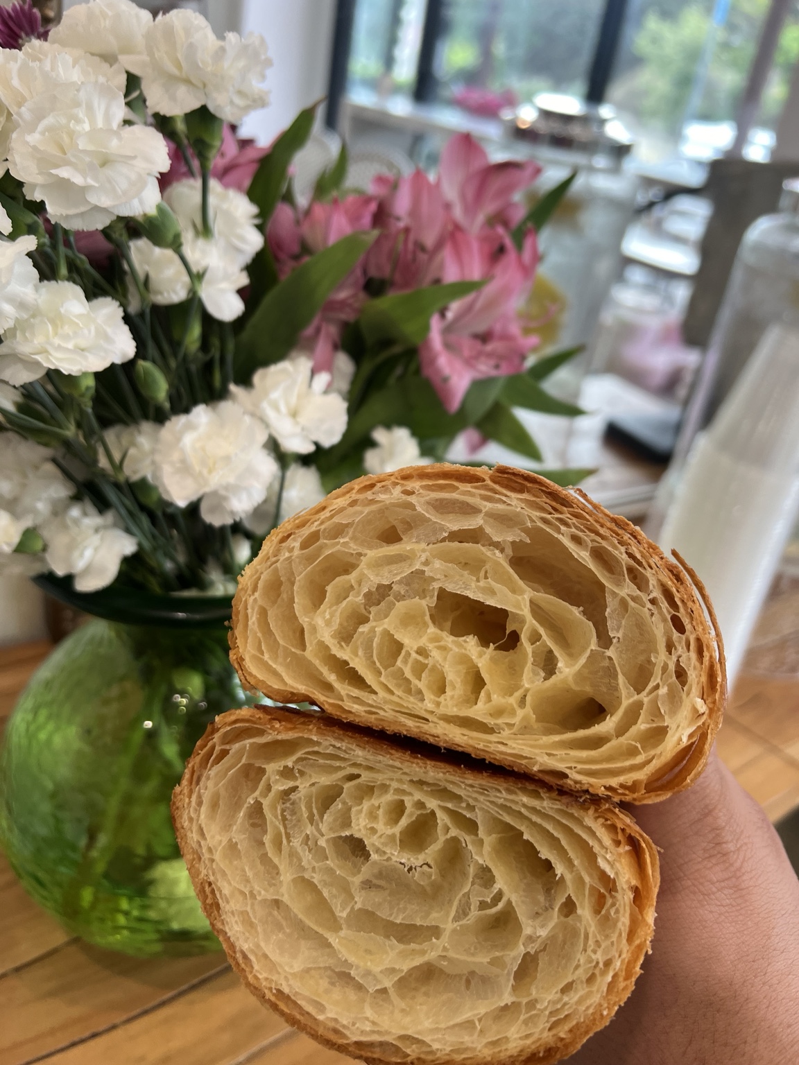 Interior layers of a Le Saint Honoré croissant